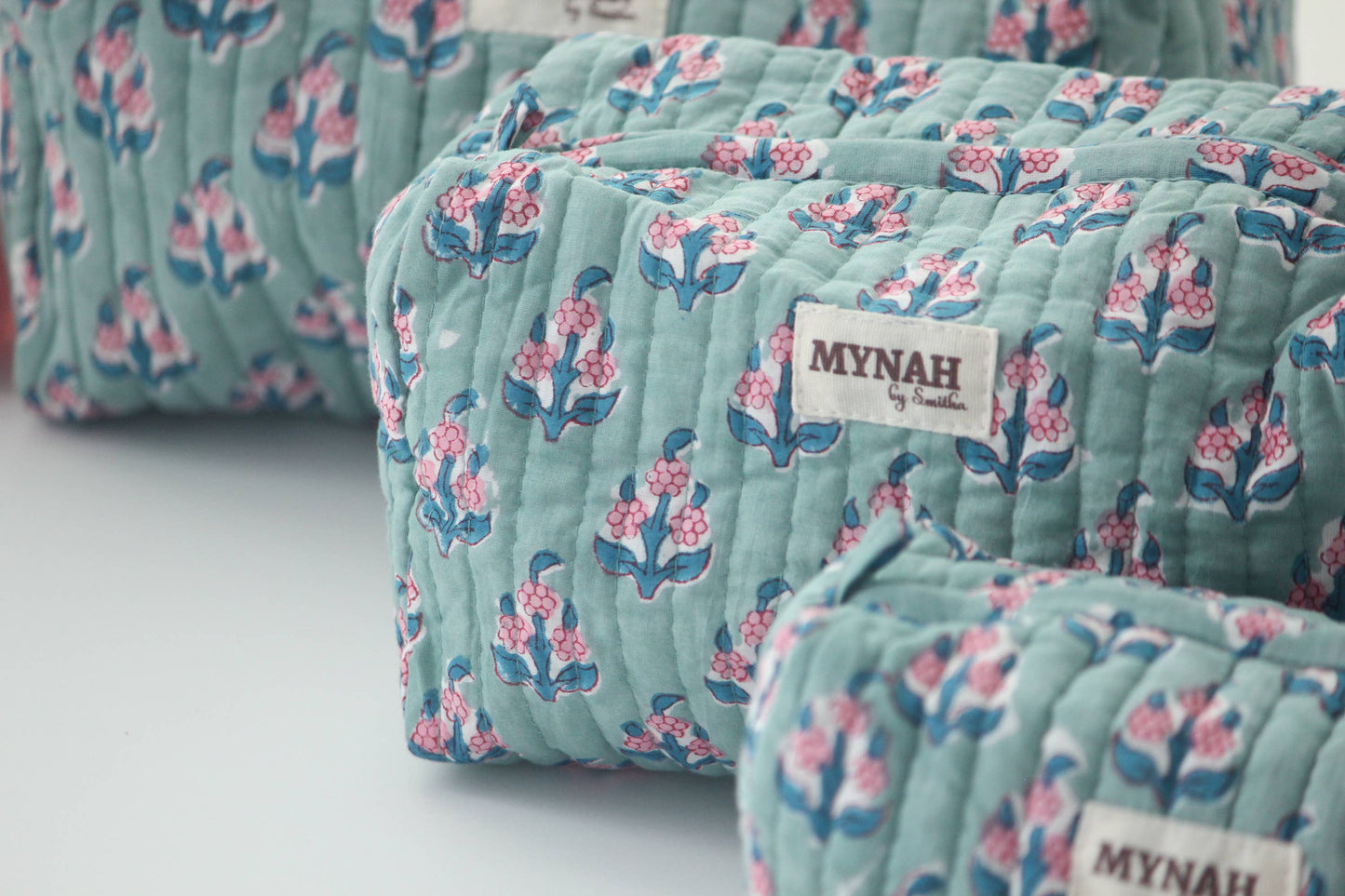 Eucalyptus floral travel/make up/organizer/bag-Set of 3