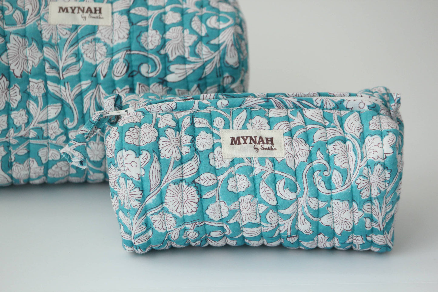 Teal thistle print travel/makeup/organizer/bag-Set of 3