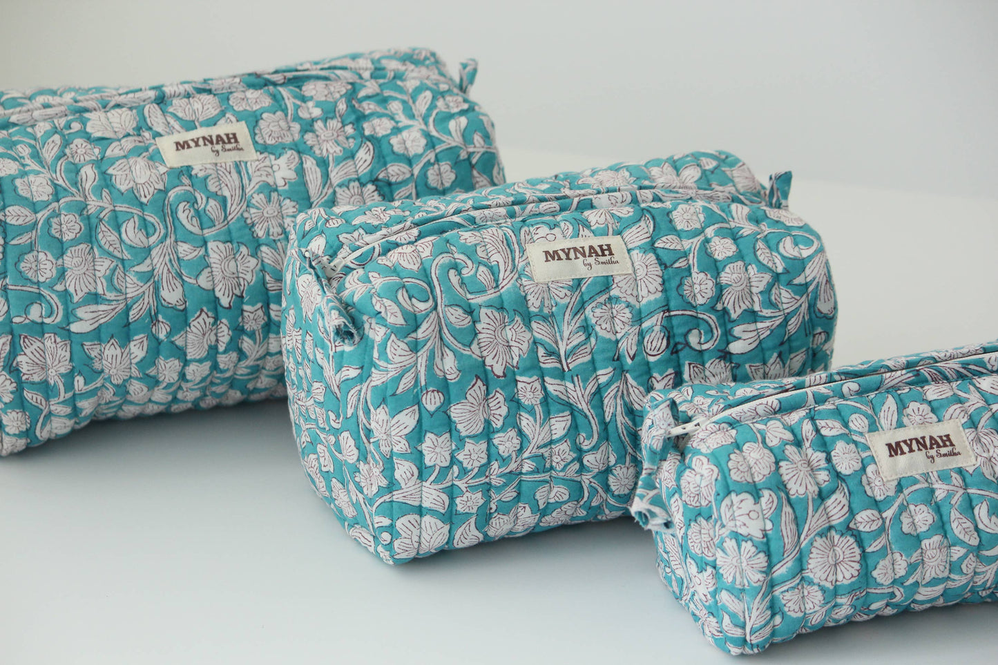 Teal thistle print travel/makeup/organizer/bag-Set of 3