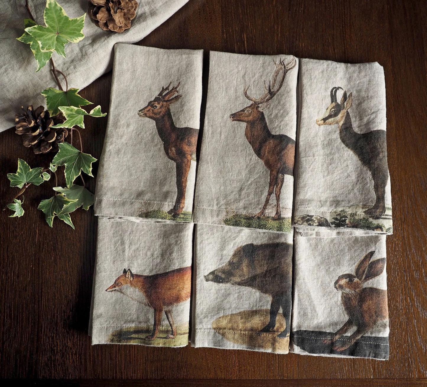 Wild Animals Linen Dinner Napkins