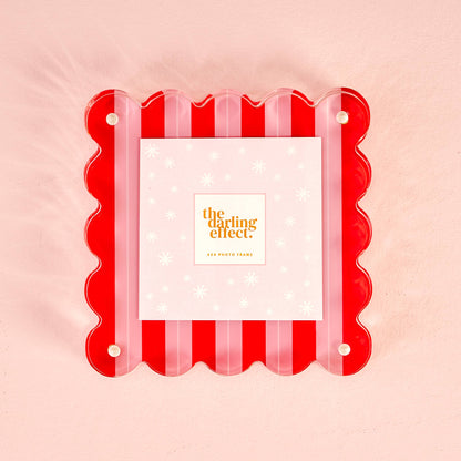 Square Scalloped Acrylic Frame-Peppermint Stripes