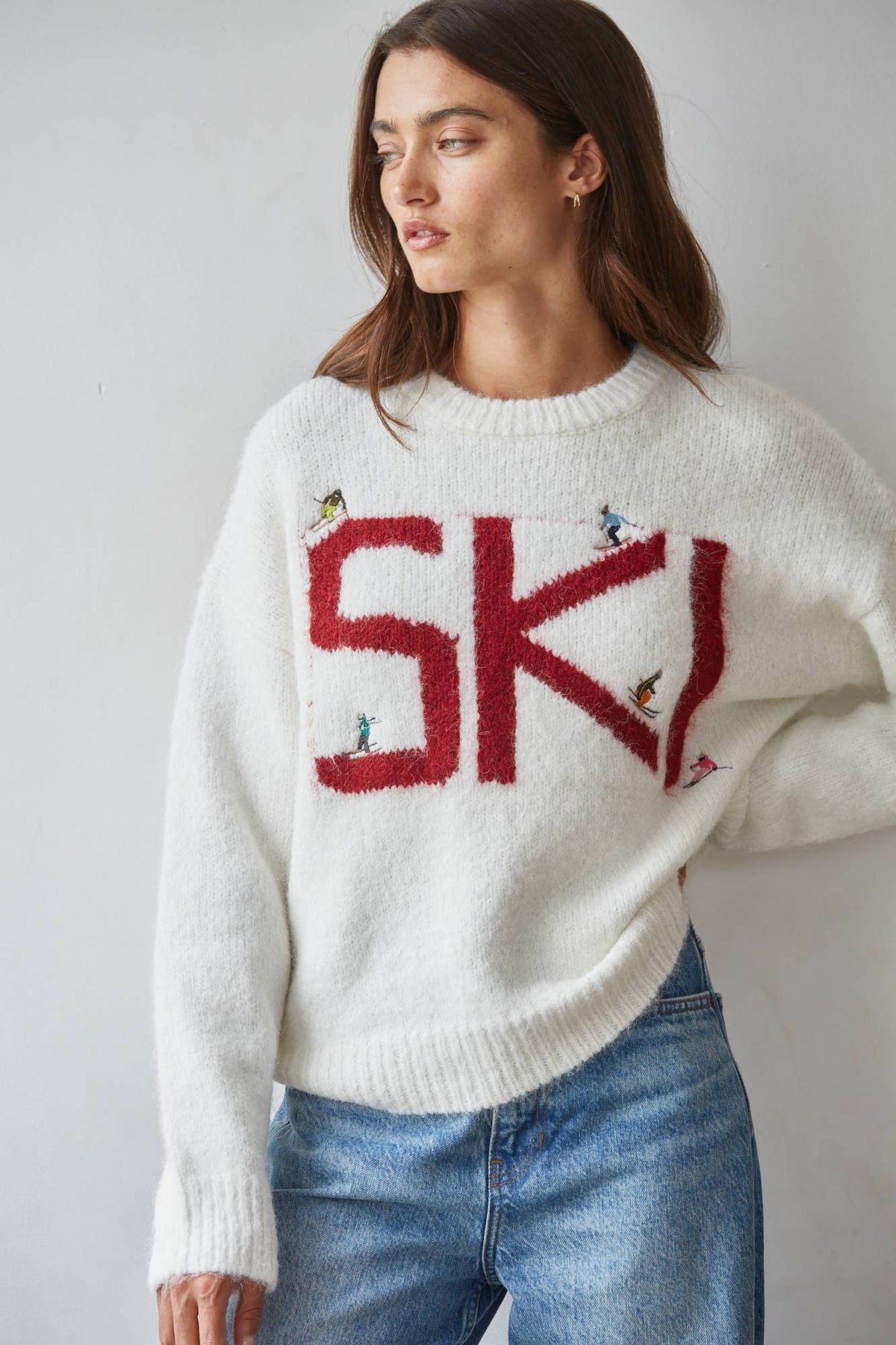 W2797 | Knit Sweater Crew Neck Long Sleeve Pullover Top