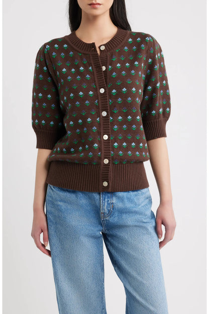 Rails Christine Cottage Floral Short Sleeve Sweater
