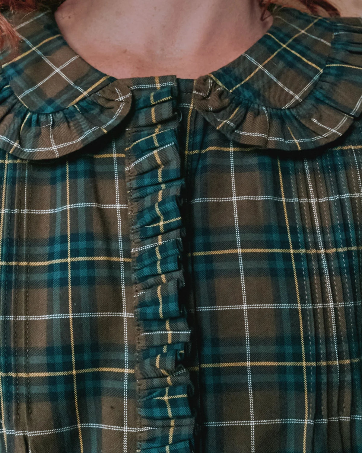 Emile et Ida Pleated Blouse in Flannel Boreal