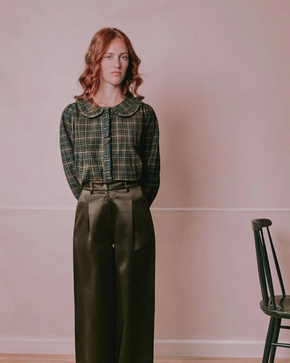 Emile et Ida Pleated Blouse in Flannel Boreal