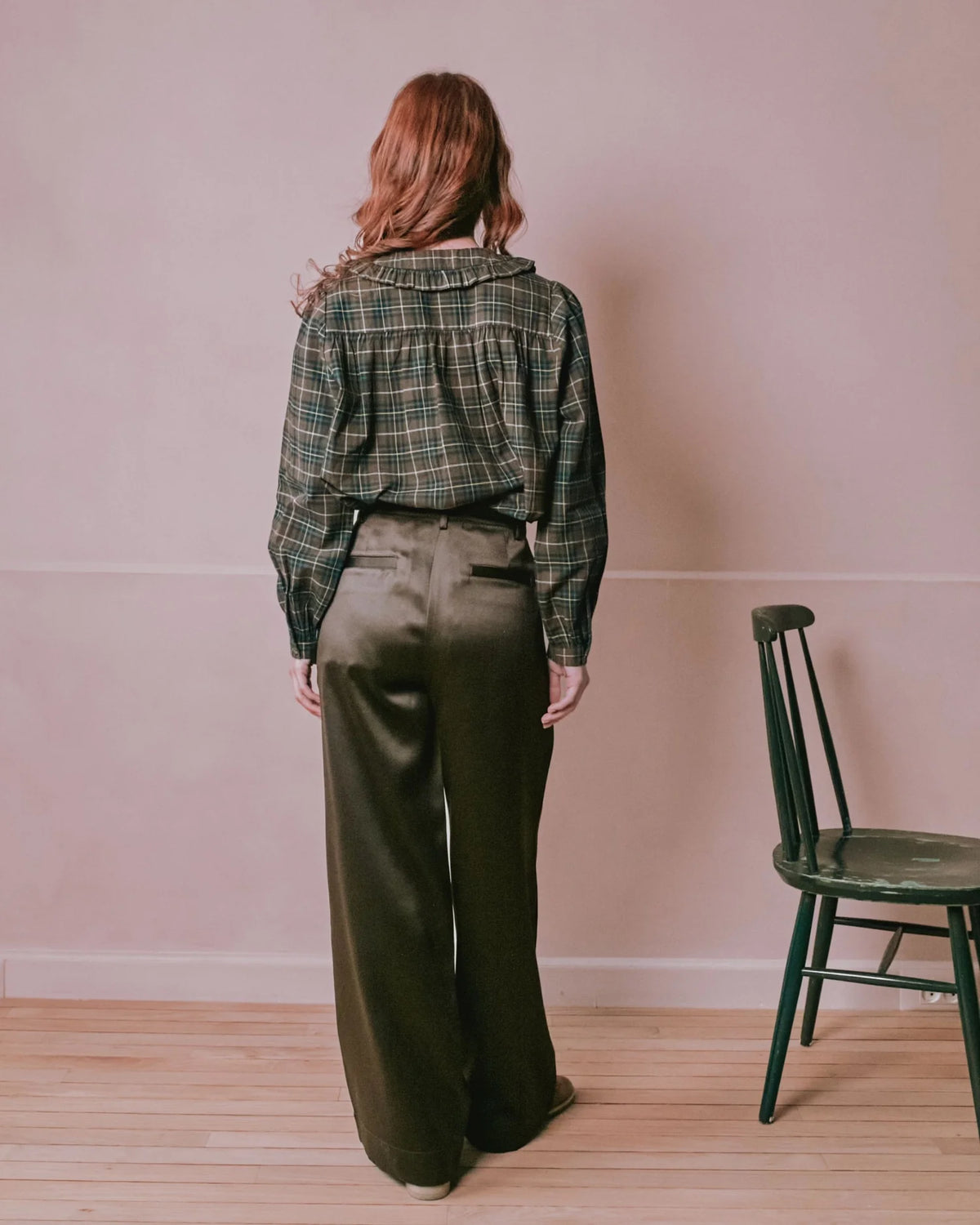 Emile et Ida Pleated Blouse in Flannel Boreal