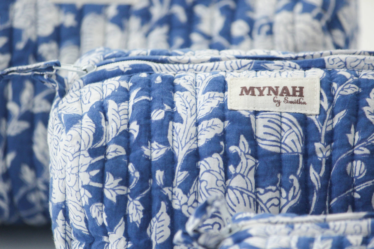 Porcelain floral print travel/make up/organizer/bag-Set of 3