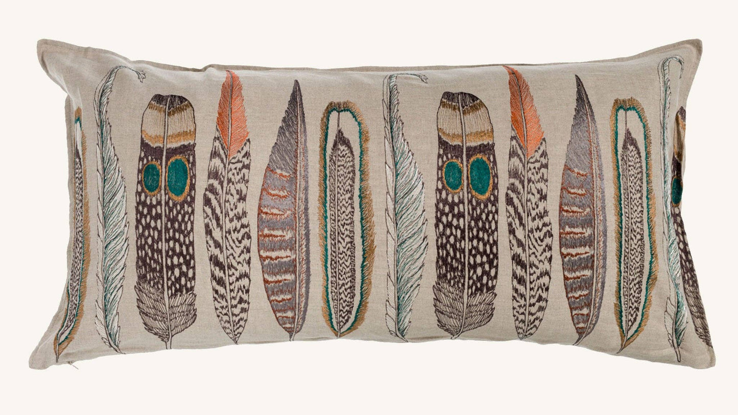 Large Feathers Lumbar Pillow with Down Insert