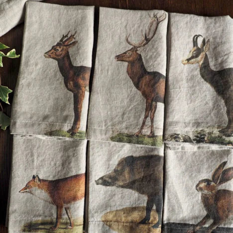 Wild Animals Linen Dinner Napkins
