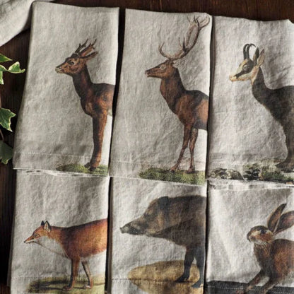 Wild Animals Linen Dinner Napkins
