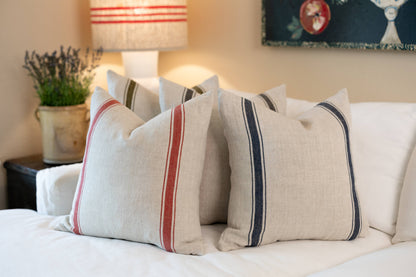 Marseille Stripe Throw Pillow in Red Natural 22"x22"