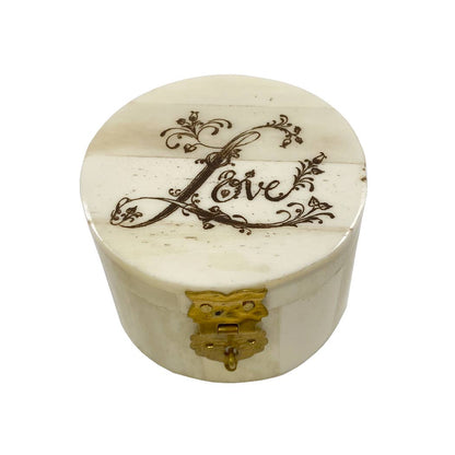 Round Bone Ring Box Engraved w/ "Love" - 2-1/4"