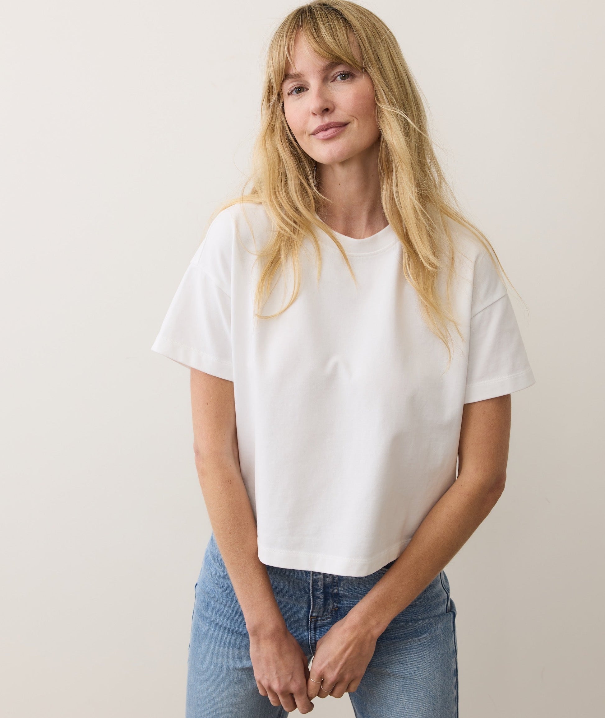 Women's Luxe Jersey Crew Tee in Bright White