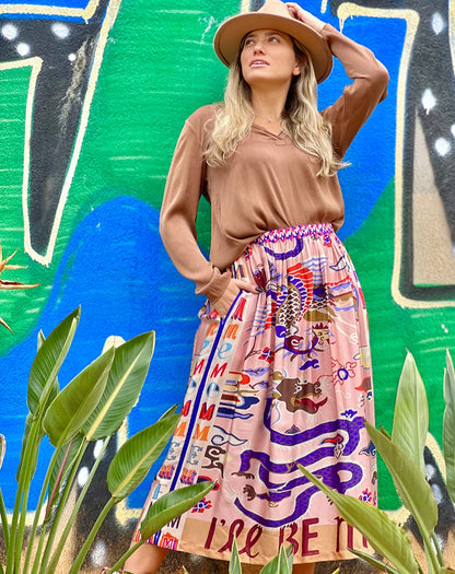 Me369 Joy Midi Skirt in Dragon