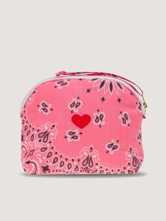 Small Toiletry Bag - HEART - Strawberry Pink / Fuchsia