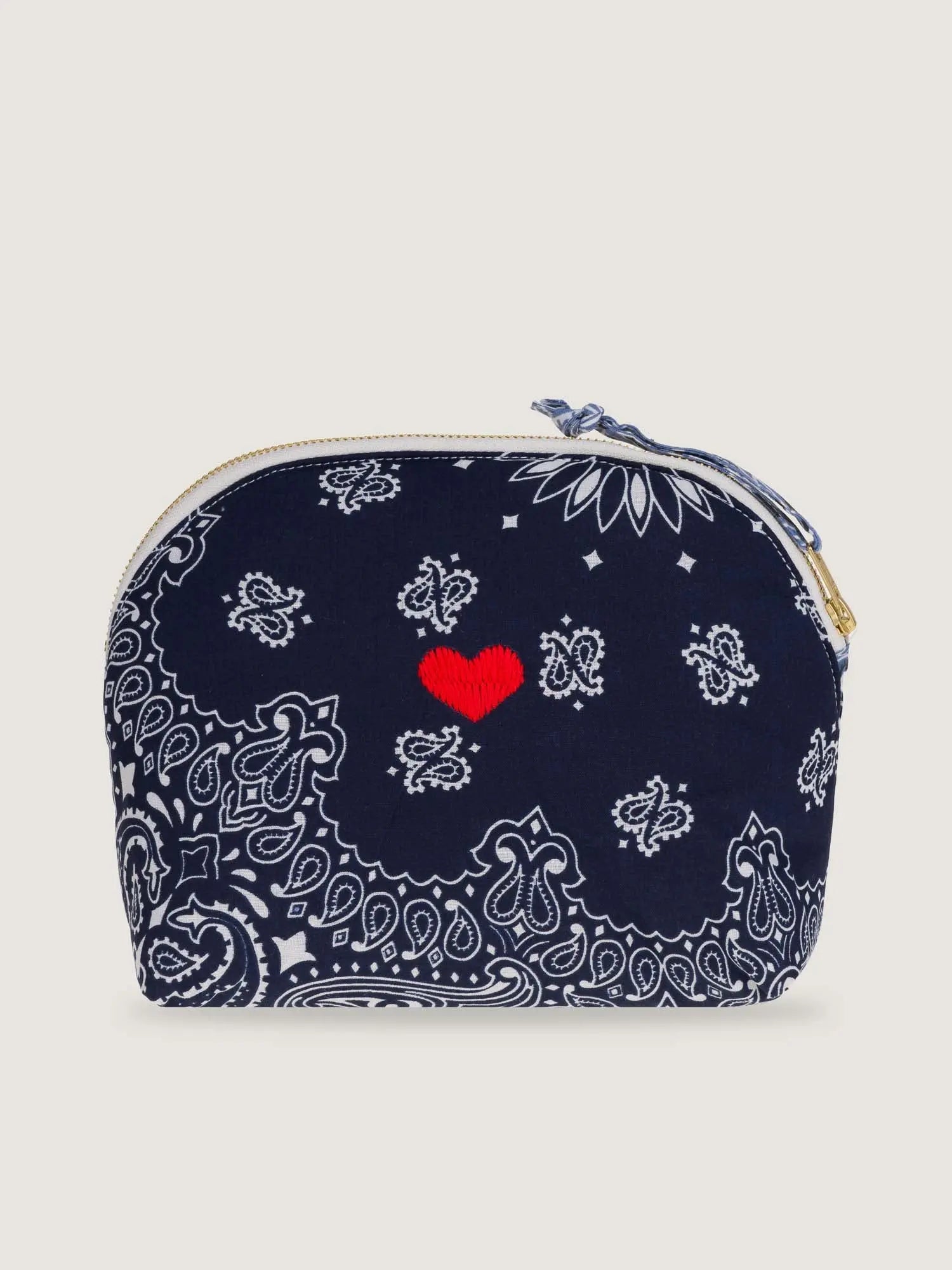 Mini Toiletry Bag - HEART - Navy / Chambray