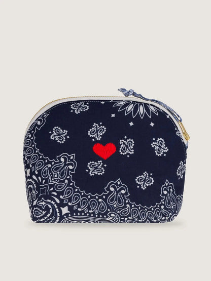 Mini Toiletry Bag - HEART - Navy / Chambray