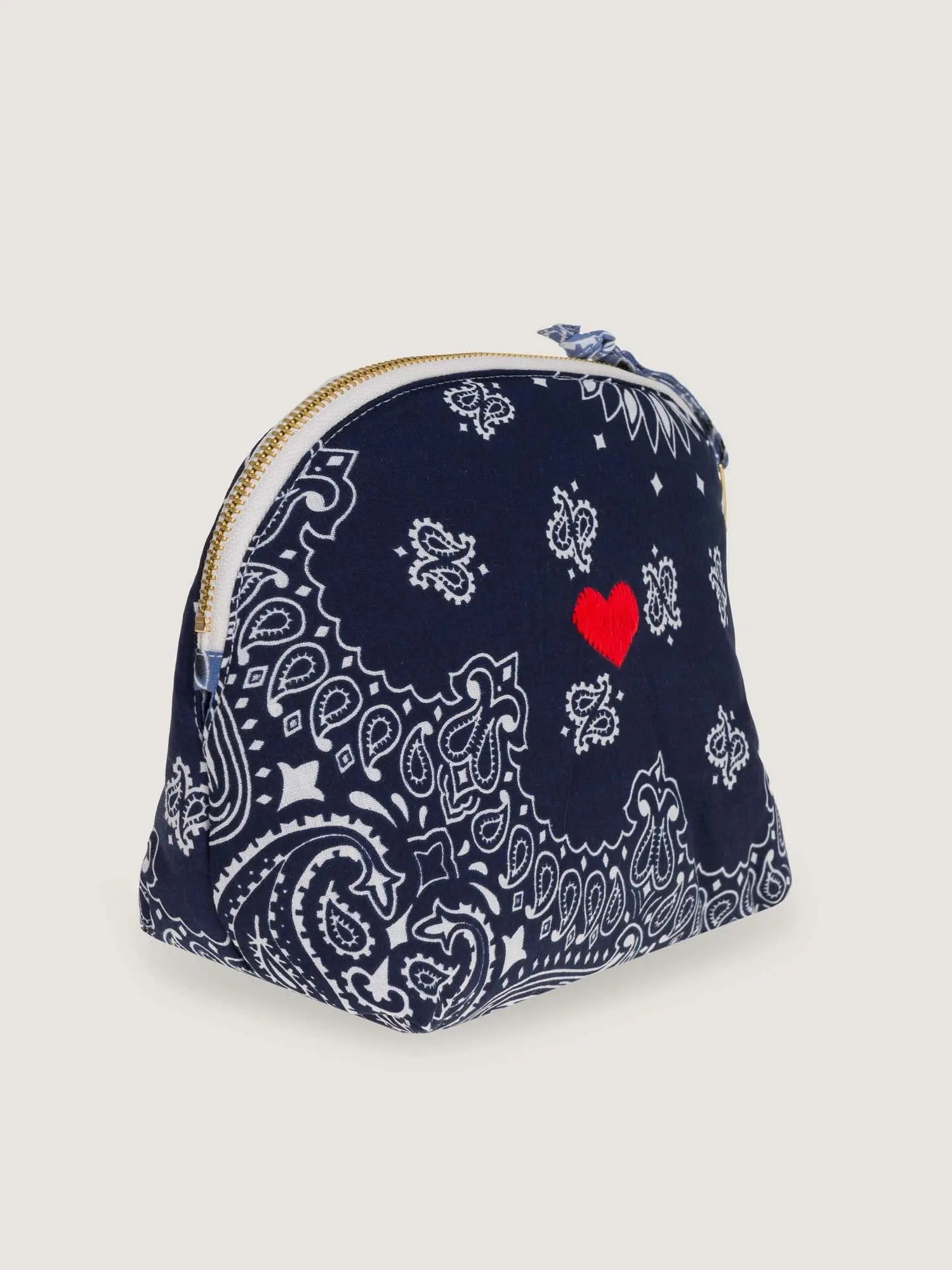 Mini Toiletry Bag - HEART - Navy / Chambray