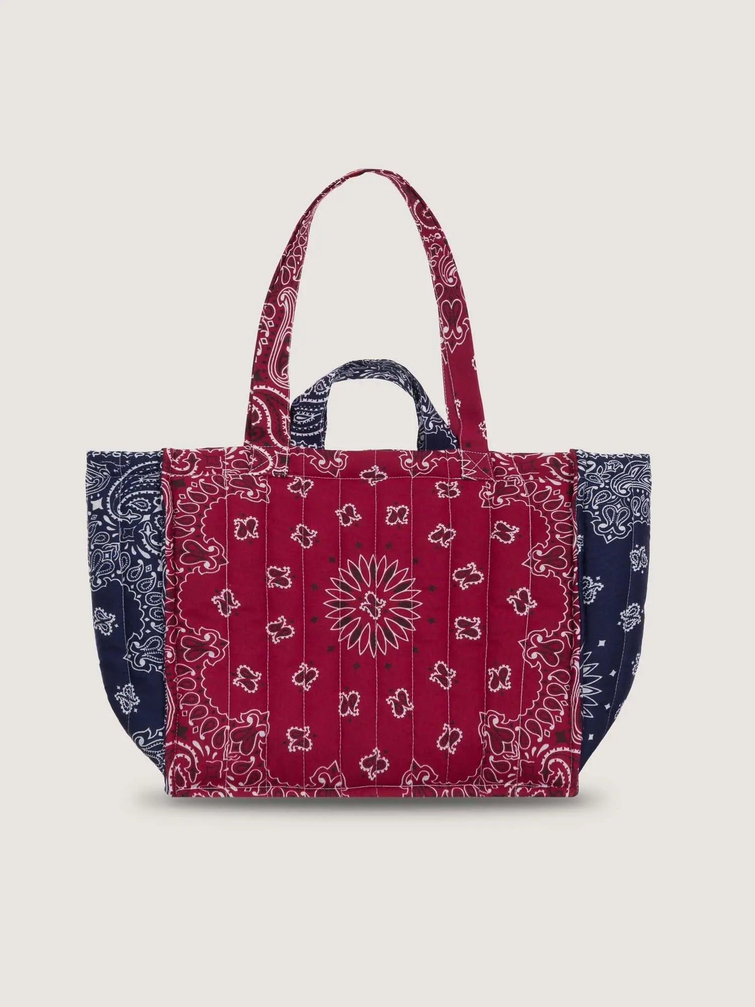 Medium Quilted Tote Bag - LOVE - Burgundy / Navy