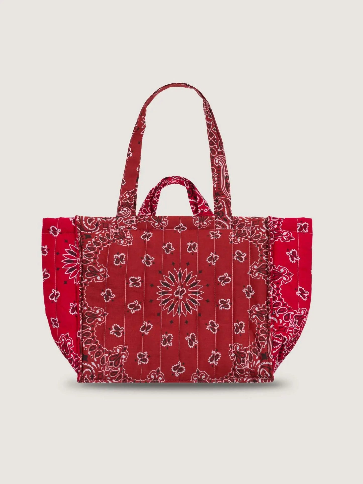 Medium Quilted Tote Bag - HEART - Vintage Red / Real Red