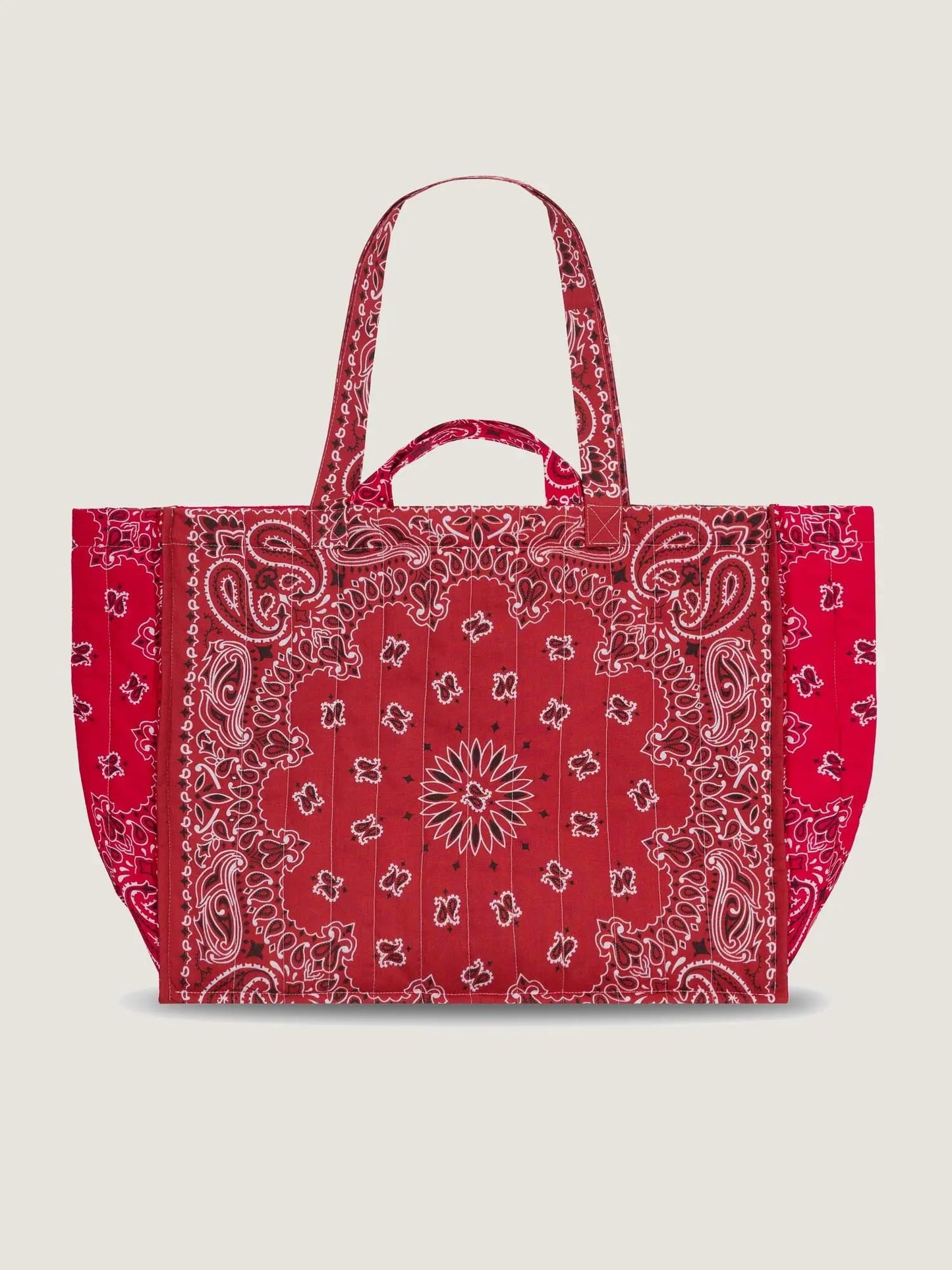 Quilted Maxi Cabas Tote - LOVE - Vintage Red / Real Red