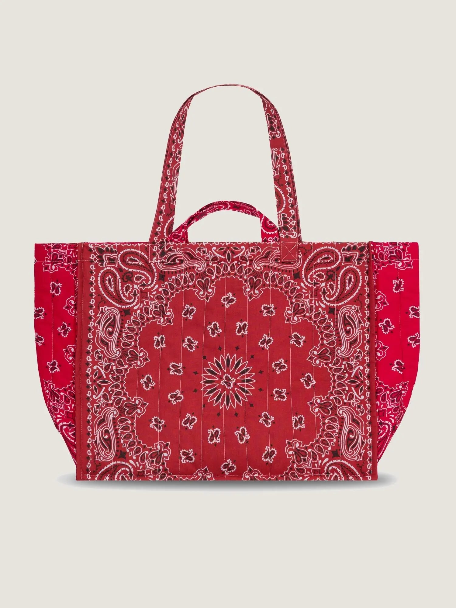 Quilted Maxi Cabas Tote - LOVE - Vintage Red / Real Red