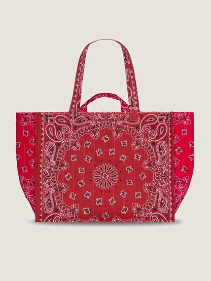 Quilted Maxi Cabas Tote - LOVE - Vintage Red / Real Red