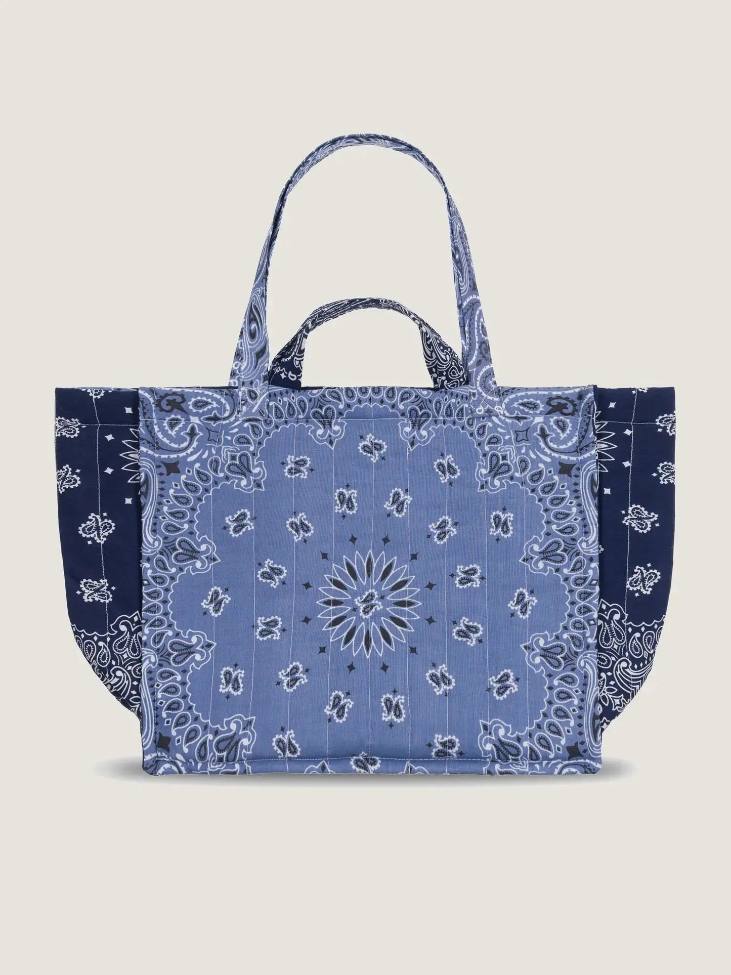 Quilted Maxi Cabas Tote - LOVE - Chambray / Navy