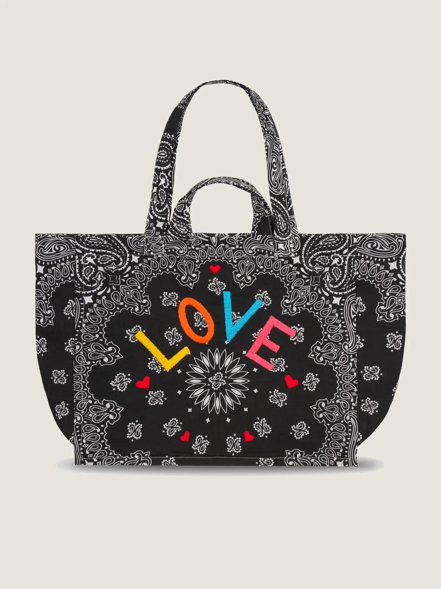 Quilted Maxi Cabas Tote - LOVE - All Black