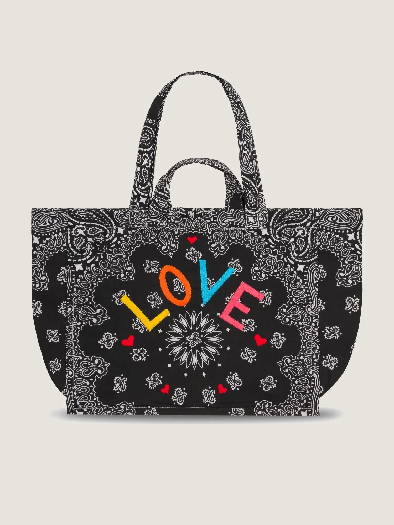 Quilted Maxi Cabas Tote - LOVE - All Black