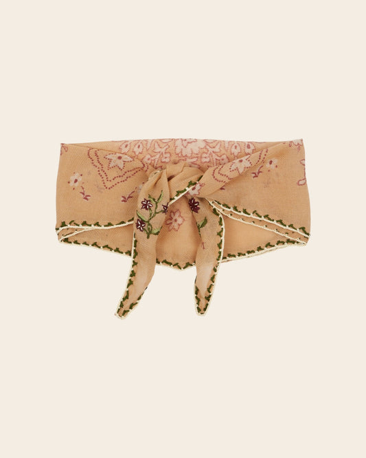 Tie Scarf in Floral Beige