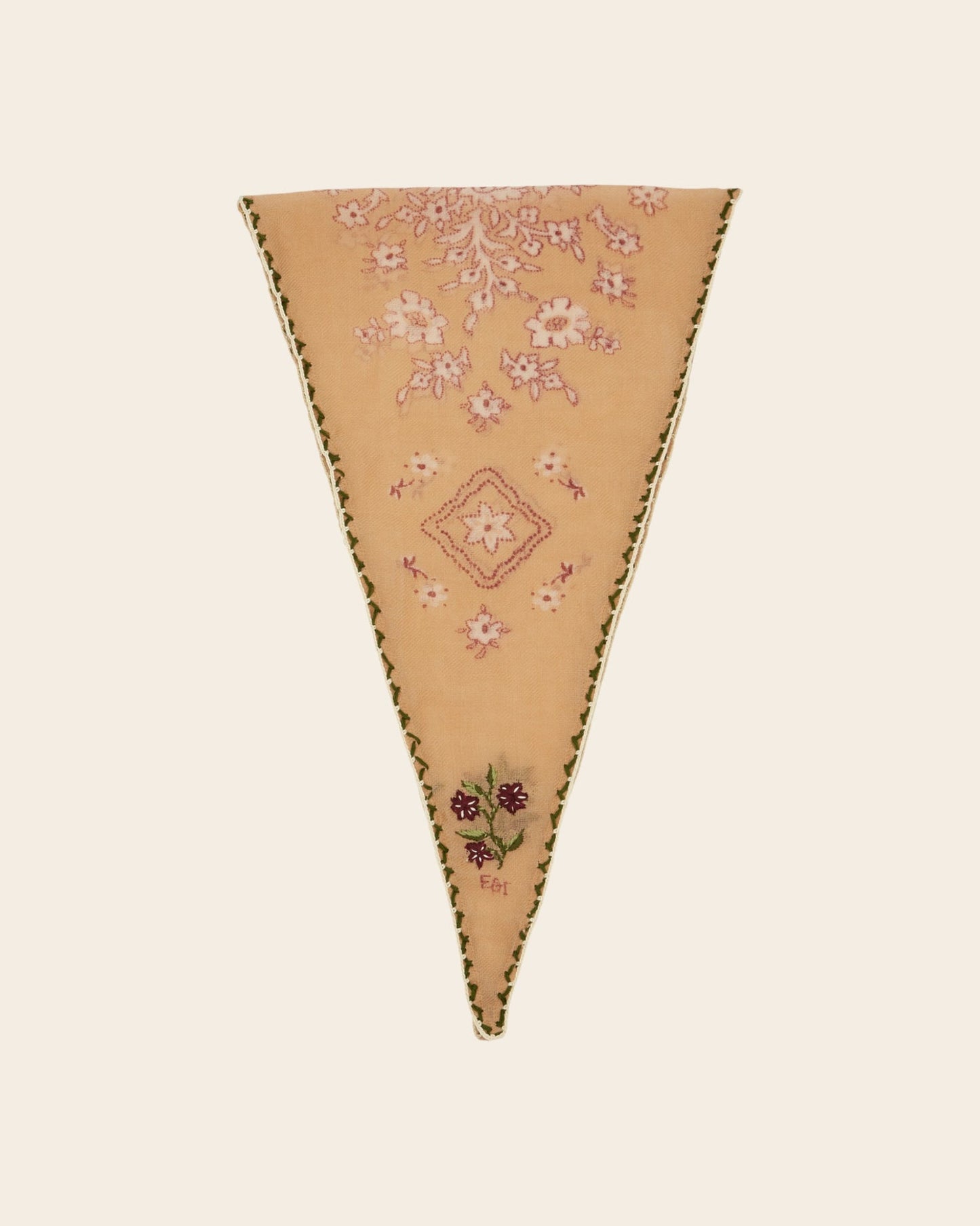 Tie Scarf in Floral Beige