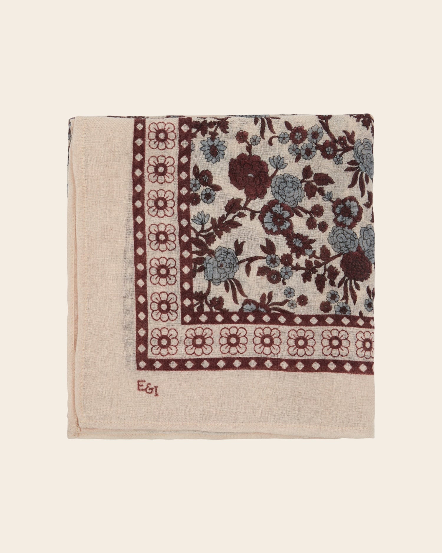 Large scarf in Plum and Foral Pink
