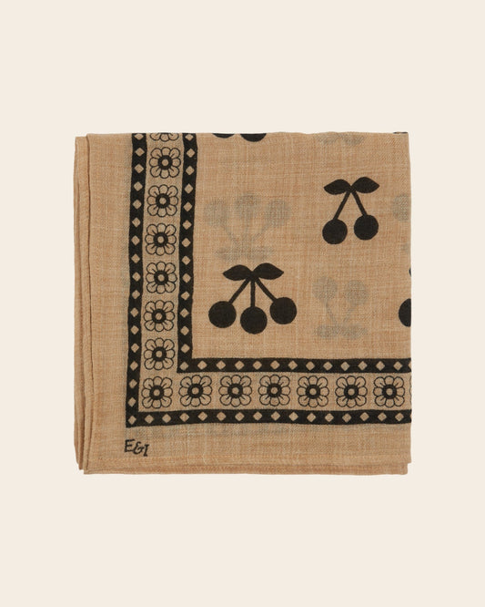 Large scarf in Black and Cherry Beige