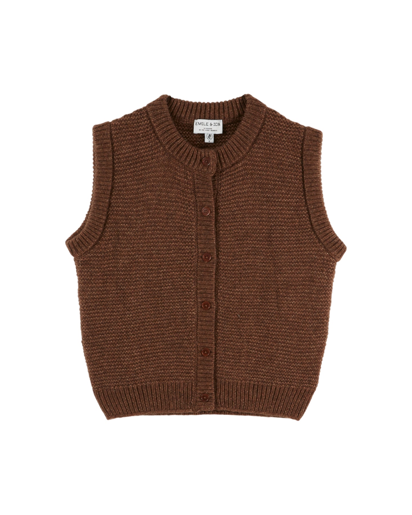 Emile et Ida Sleeveless Cardigan in Chataigne