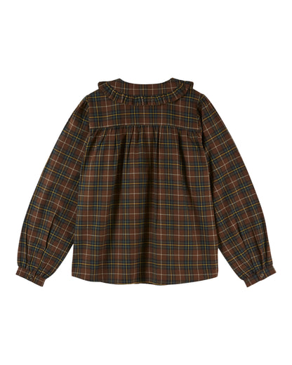 Emile et Ida Pleated Blouse in Flannel Boreal