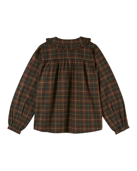 Emile et Ida Pleated Blouse in Flannel Boreal