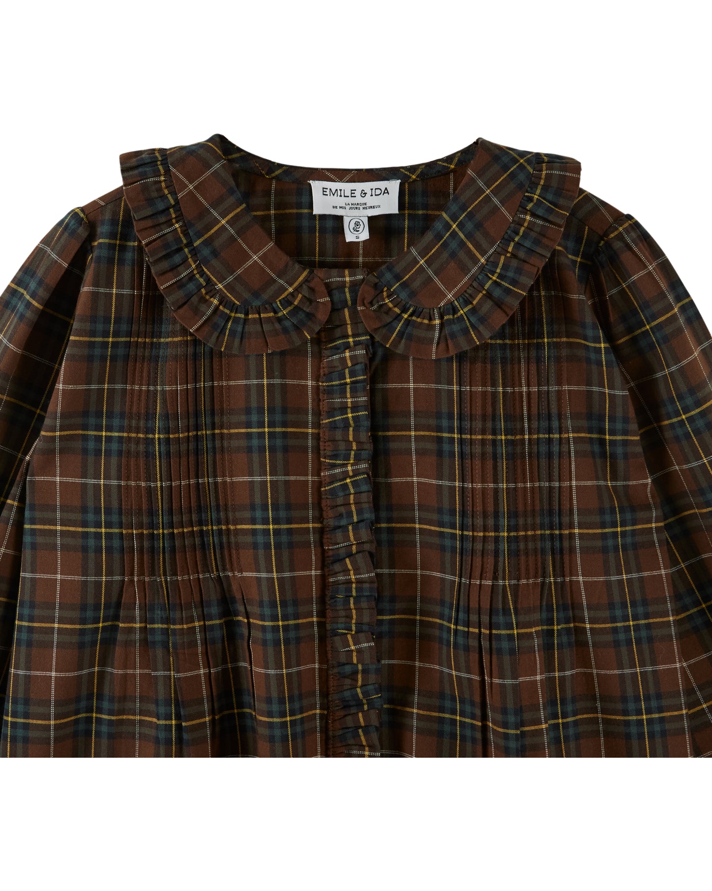Emile et Ida Pleated Blouse in Flannel Boreal