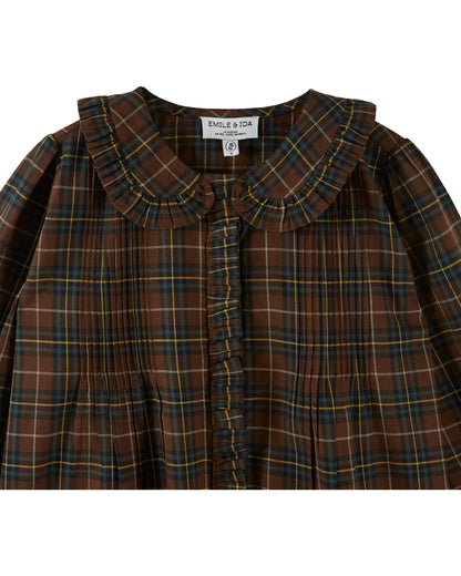 Emile et Ida Pleated Blouse in Flannel Boreal