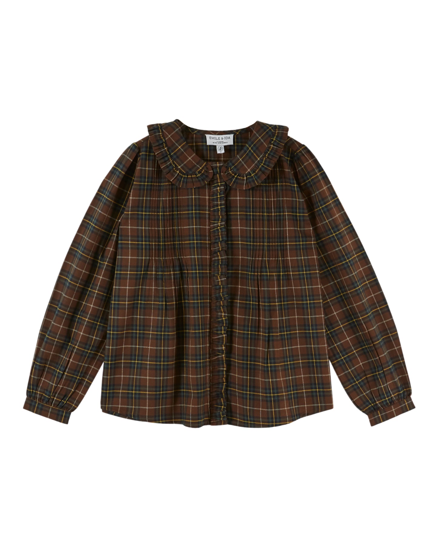 Emile et Ida Pleated Blouse in Flannel Boreal
