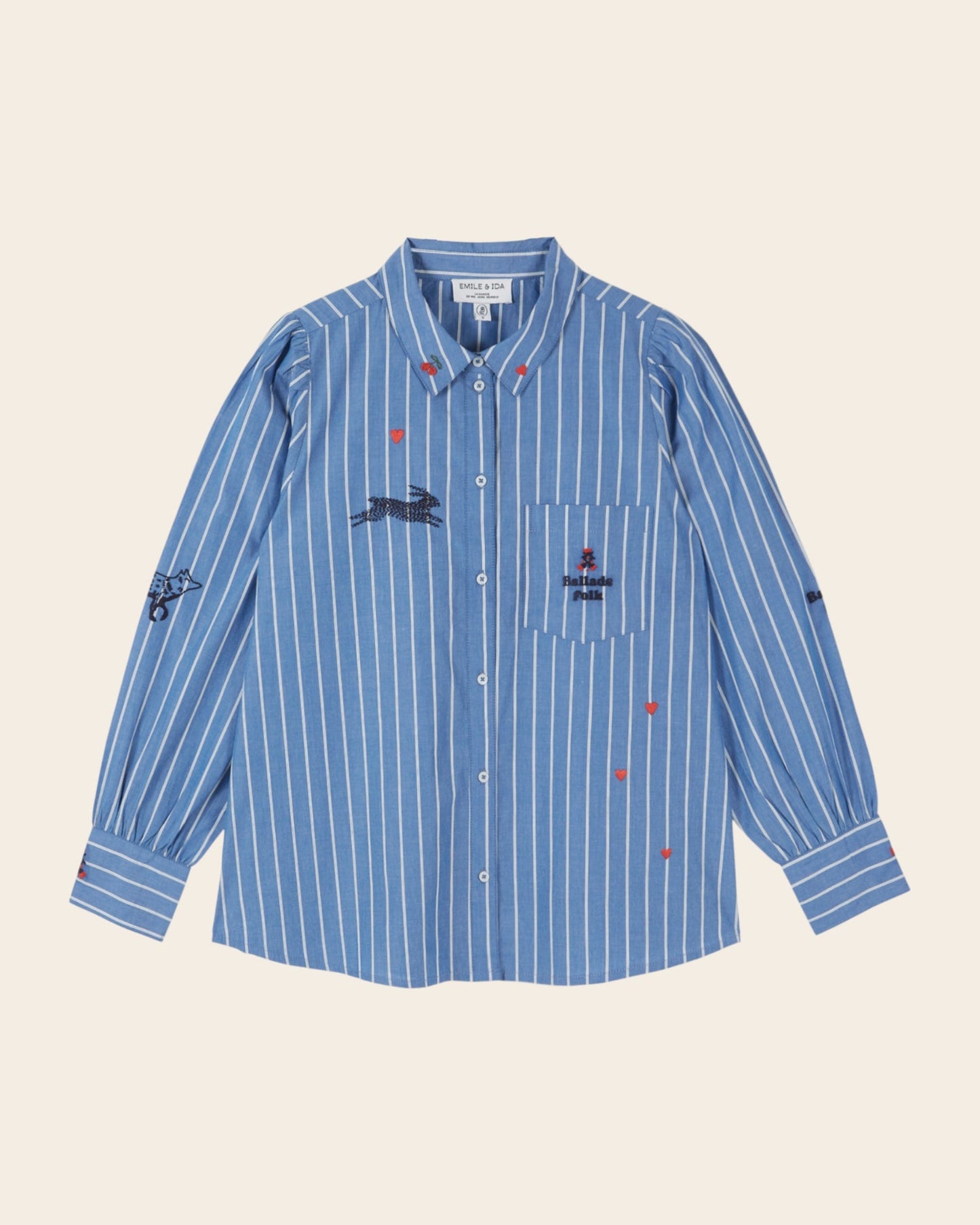 Embroidered Blue Stripe Shirt