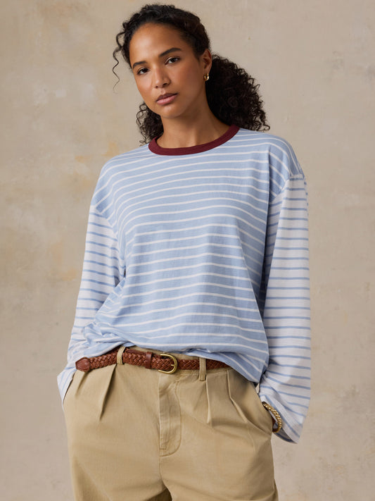 Sunwashed Long-Sleeve Retro Tee - Coldstream Stripe
