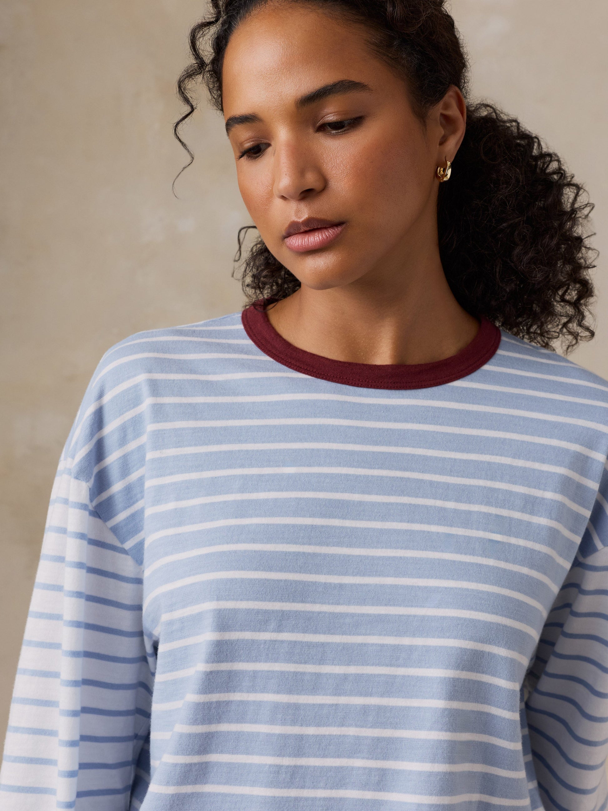 Sunwashed Long-Sleeve Retro Tee - Coldstream Stripe