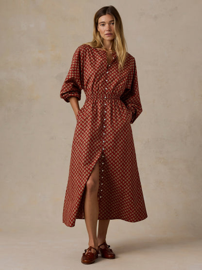 Coastal Poplin Suri Dress - Autumn Petals