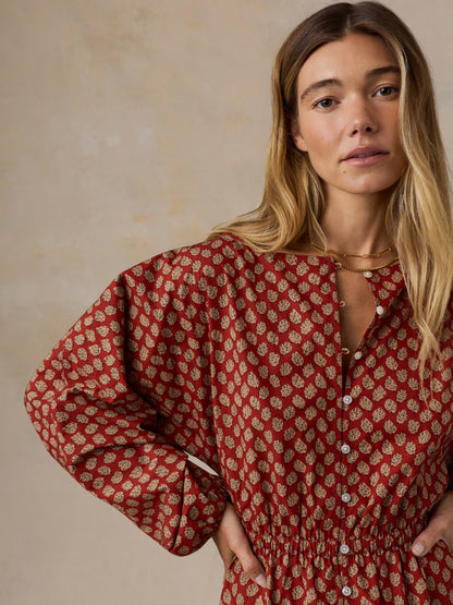 Coastal Poplin Suri Dress - Autumn Petals