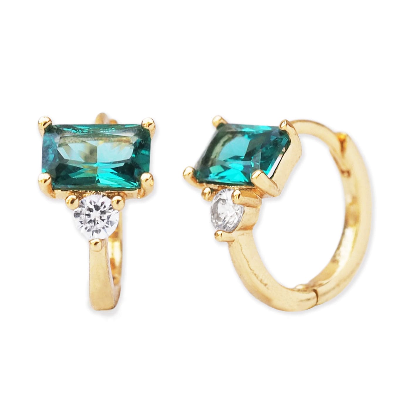 Emerald Cut CZ Baguette Huggie Earring