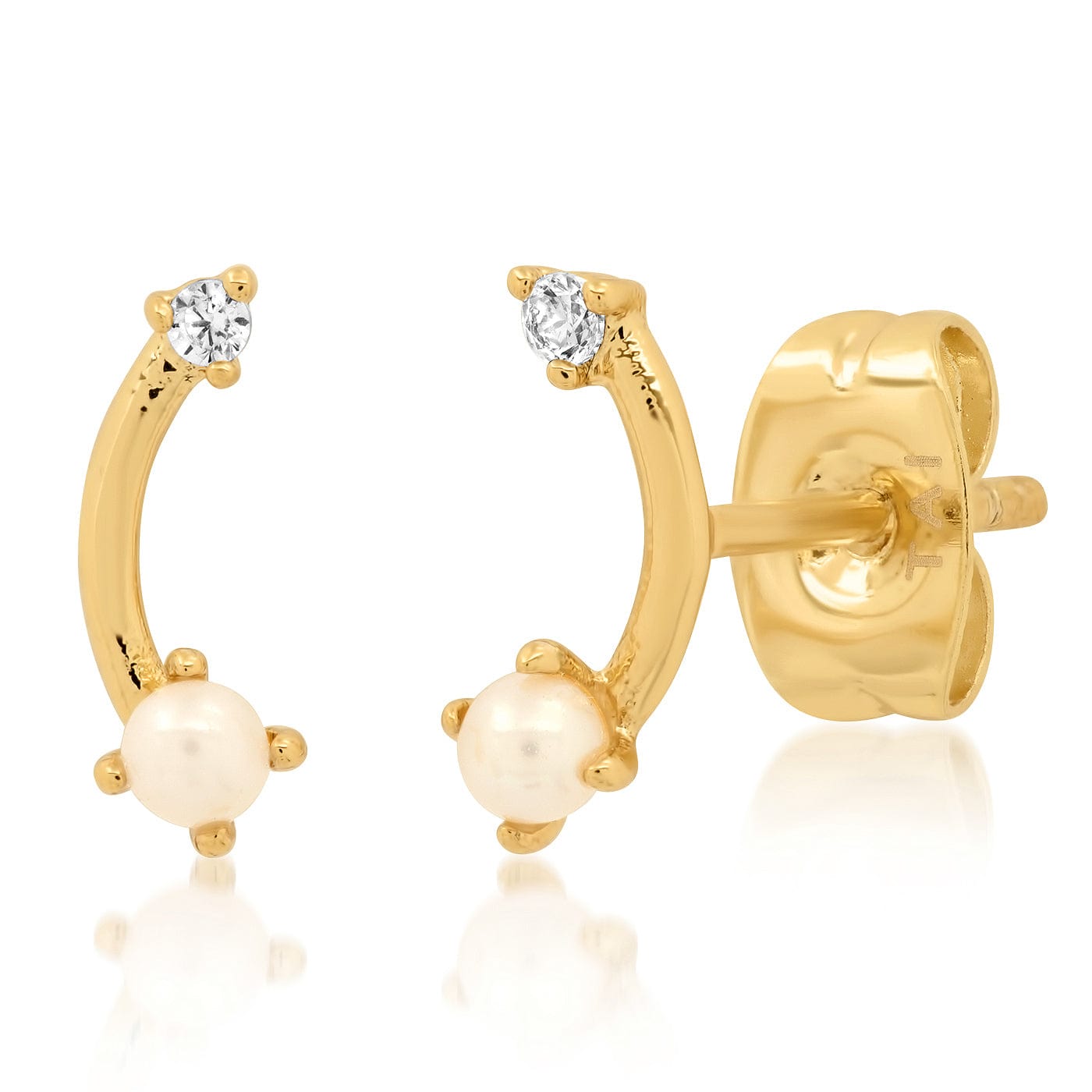 Curved Bar Pearl Earrings