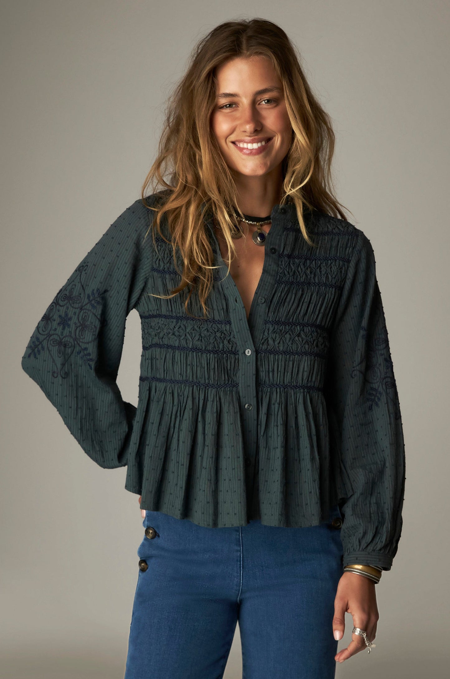 Darla Blouse in Vintage Turquoise