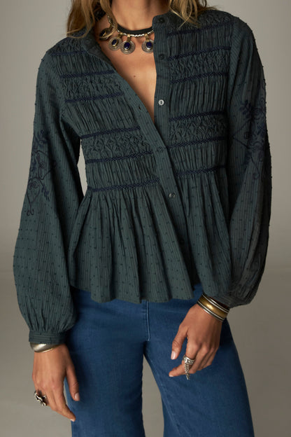 Darla Blouse in Vintage Turquoise