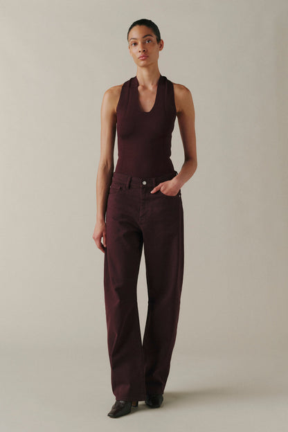 BNA soft curve barrel jeans in Garnet